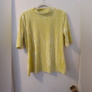 Pilcro Anthropologie mock neck chartreuse/ yellow brushed velveteen sz L UEC